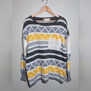 Gray‎ and Yellow Patterned Sweater E2 clothing Medium